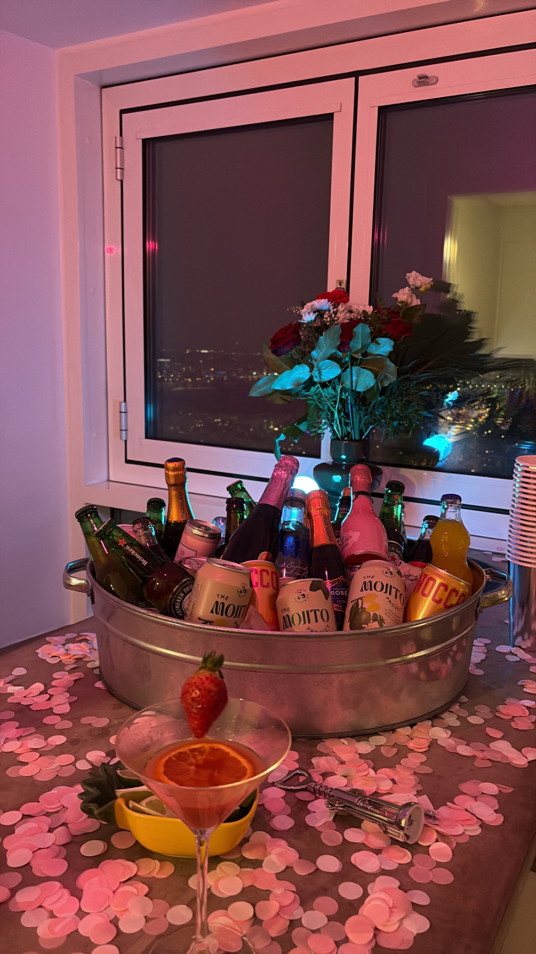 the set-up · pink confetti everywhere